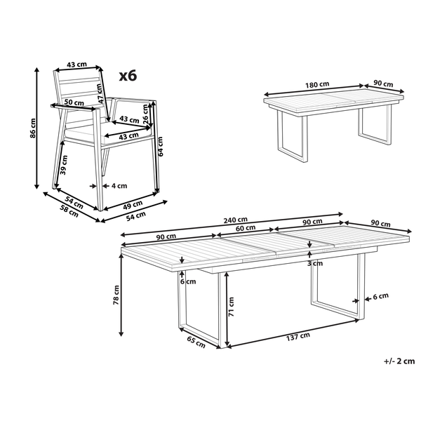 Gartenmöbel Set 6-Sitzer VALCANETTO/TAVIANO Metall Weiß