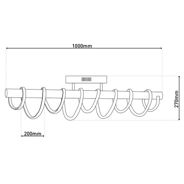 LED Deckenleuchte BELLEZA, moderne Deckenlampe aus Metall und Kunststoff in Schwarz, Gold und Weiß, mit fest verbauten LEDs, 100cm lang. Die ideale Beleuchtung für Wohnzimmer, Esszimmer oder Büro.