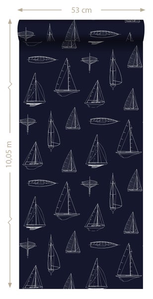 ESTAhome Tapete Boote Marineblau - 53 cm x 10.05 m - 136428