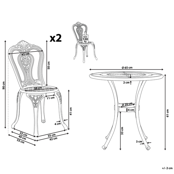 Bistro Set BOVINO Metall Dunkelbraun