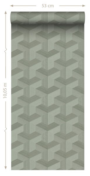 Origin Wallcoverings Tapete 3D-Muster Graugrün - 50 x 900 cm - 348003