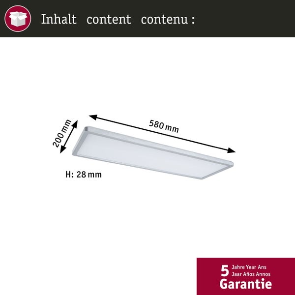 LED Panel 3-Step-Dim Atria Shine Backlight eckig 580x200mm 22W 1800lm 4000K Chrom matt dimmbar