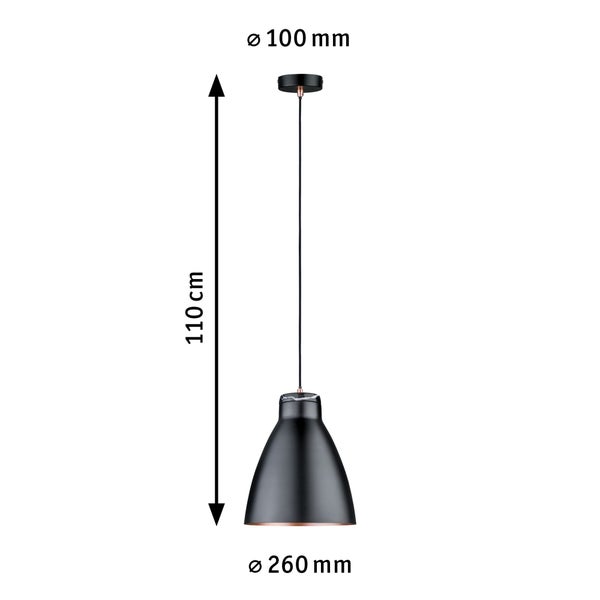 Neordic Pendelleuchte Roald E27 max. 20W Schwarz matt, Kupfer matt dimmbar Metall, Marmor