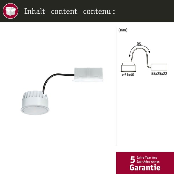 LED Modul Einbauleuchte Base Coin rund 50mm Coin 5W 370lm 230V 3000K Satin