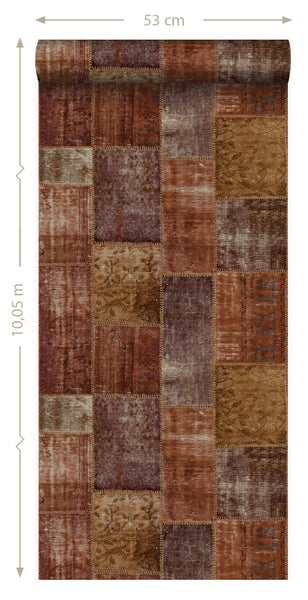 Origin Wallcoverings Tapete Kelim-Patchwork Rostbraun - 53 cm x 10.05 m - 347465