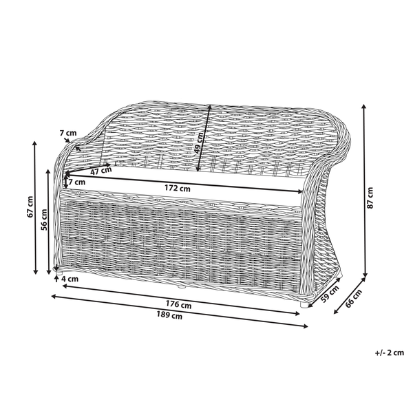 Gartensofa 3-Sitzer SUSUA Rattan Naturfarben