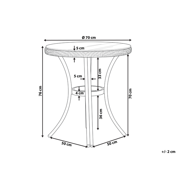 Outdoor Bistrotisch RIFREDDO 70 cm 70 cm Glas Blau