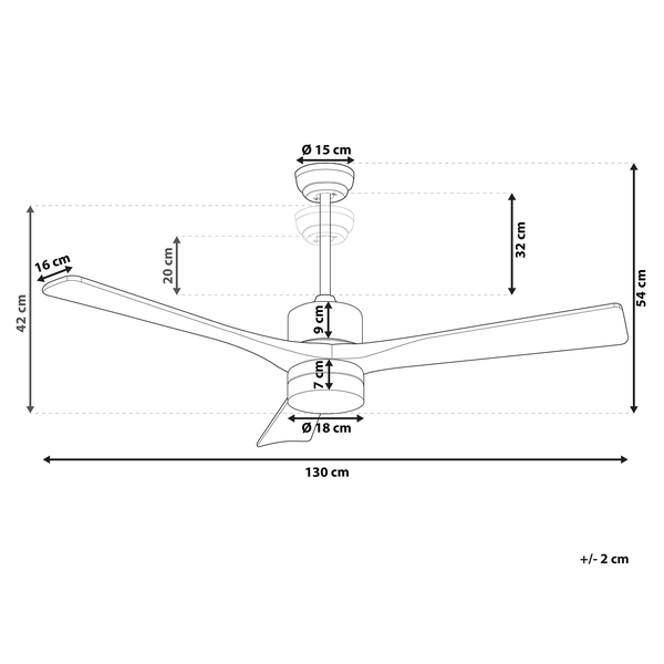 Deckenventilator mit Licht ARUWIMI mit Fernbedienung Messing