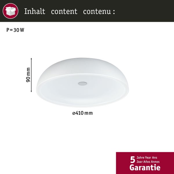 Technische Zeichnung einer Deckenleuchte mit den Maßen 90 Millimeter Höhe und 410 Millimeter Durchmesser