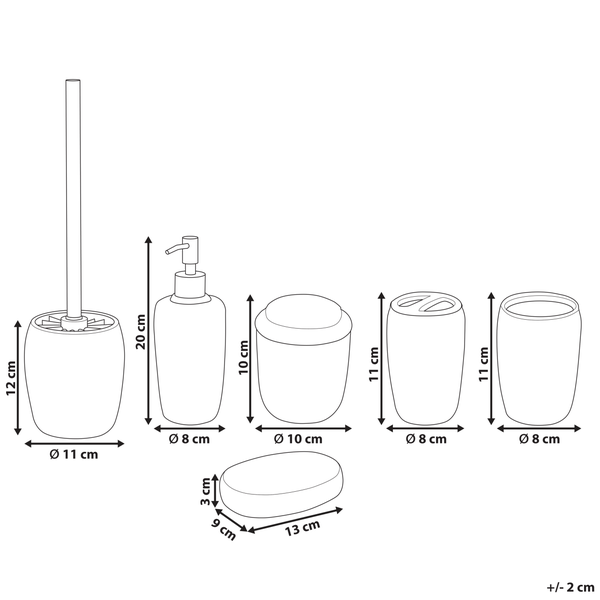 Badaccessoires Set 6-teilig PALMILLA Keramik Cremeweiß
