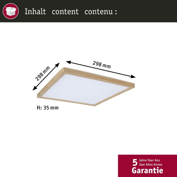 LED Panel Atria Shine IP44 eckig 298x298mm 15,7W 2100lm White Switch Holzoptik