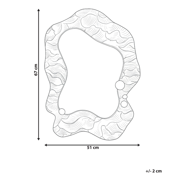 Abmessungen eines Spiegels: 67 cm Höhe, 51 cm Breite