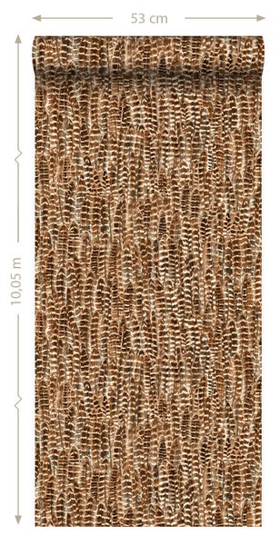 Origin Wallcoverings Tapete Federn Rostbraun - 53 cm x 10.05 m - 347395