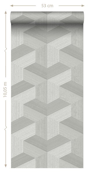 Origin Wallcoverings Tapete 3D-Muster Grau - 53 cm x 10.05 m - 347947