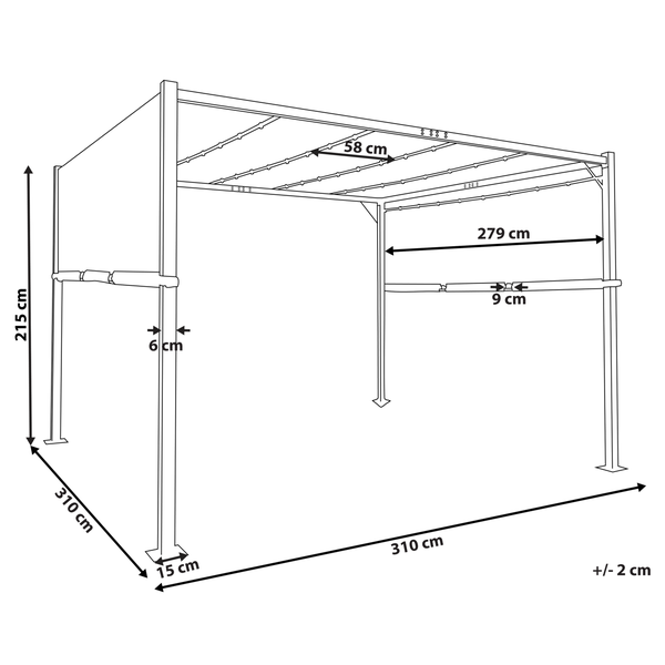 Pavillon LED PARGA Metall 310 cm 310 cm Beige