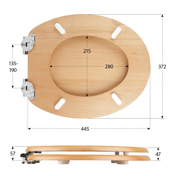 aquaSu® Holz WC-Sitz mit Absenkautomatik Venezia | Toilettendeckel in Buche | Holzkern Toilettensitz | Fast-Fix | Metallscharnier | Universale O-Form | Oval | Echtholzfurnier Buche | 403092