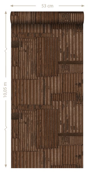 Origin Wallcoverings Tapete industrielle Wellplatten aus Metall 3D Rostbraun - 53 cm x 10.05 m - 347616