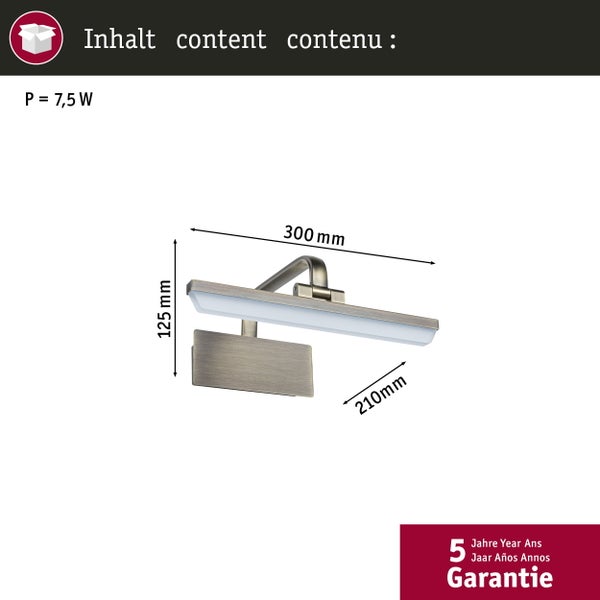 LED Bilderleuchte Renan 3000K 450lm 230V 6W Altmessing