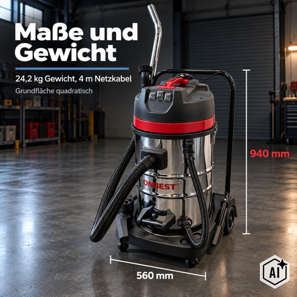 Hecht Deltaschleifer mit Staubfangbehälter auf einem Holzbrett