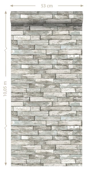 ESTAhome Tapete Holz-Motiv Weiß und Hellblau - 53 cm x 10.05 m - 138240