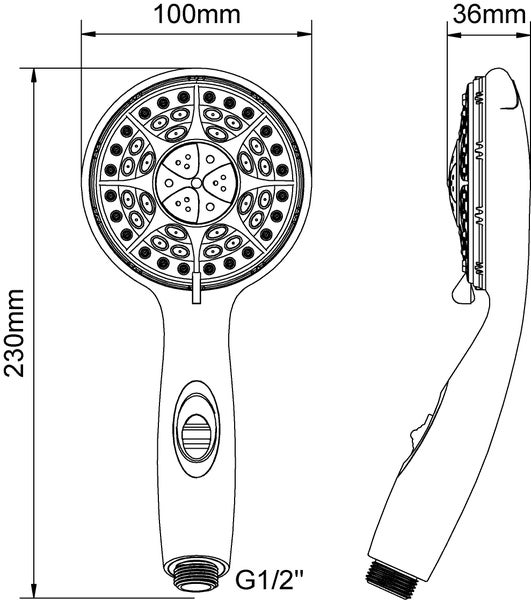 Calmwaters® Handbrause Chrom, 3-strahlige Duschbrause, 10 cm Sprühplatte, Anti-Kalk-Noppen, Wasserstopp-Funktion, Typ 1/2 , Kunststoff, 17AG6176