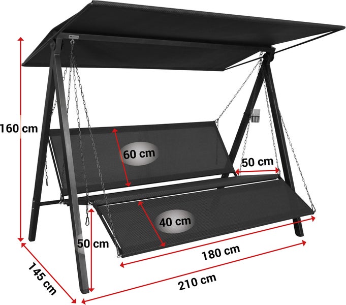 ANGERER Hollywoodschaukel Lounge Smart – Schaukel zum Sitzen, Liegen & Entspannen, 210 x 145 x 160 cm, inkl. Bett-Funktion, einfache Montage, Made in Germany, hochwertiger Stoff, coffee