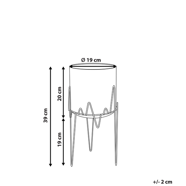 Detailansicht eines runden, schwarzen Pflanzenständers aus Metall