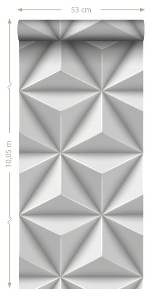 Origin Wallcoverings Tapete 3D-Muster Hellgrau - 53 cm x 10.05 m - 347815