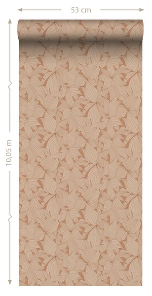 ESTAhome Tapete gezeichnete Blätter Terrakotta - 50 x 900 cm - 139499