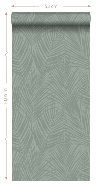 Origin Wallcoverings Tapete Palmenblätter Graugrün - 53 cm x 10.05 m - 347709