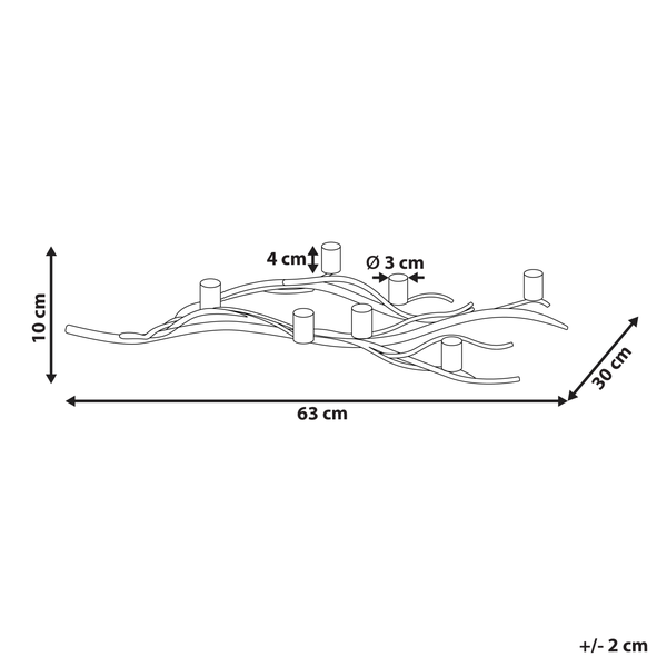 Abmessungen eines Kerzenständers mit sieben Kerzenhaltern