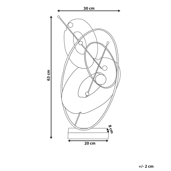 Abmessungen einer Skulptur: 63 cm hoch, 30 cm breit und 8 cm tief