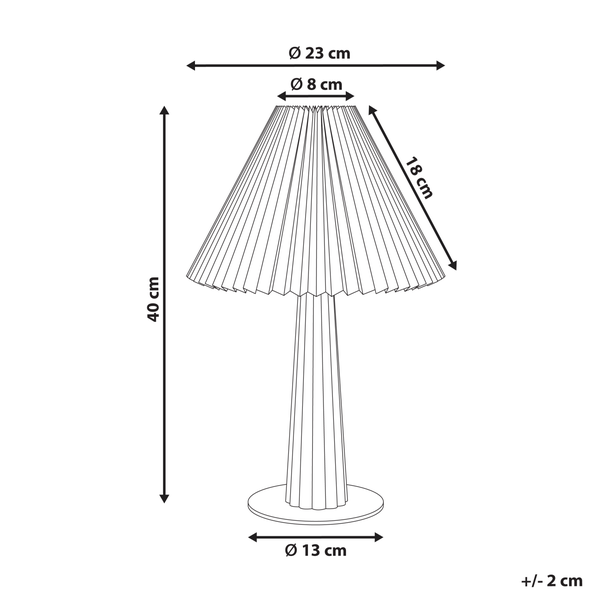 Abbildung einer Tischleuchte mit Größenangaben