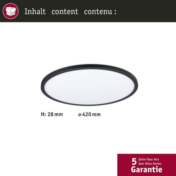 LED Panel 3-Step-Dim Atria Shine Backlight rund 420mm 22W 2300lm 3000K Schwarz dimmbar