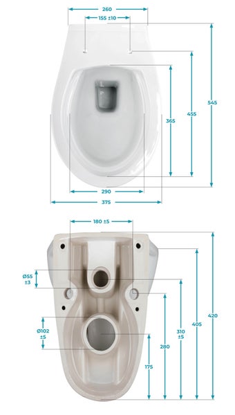 Calmwaters® Erhöhtes Wand WC spülrandlos Modern Plus mit Toilettendeckel, + 6 cm Erhöhung, inklusive abnehmbarem WC Sitz mit Absenkautomatik und Schnellbefestigung, Tiefspüler, Weiß, 08AB5815