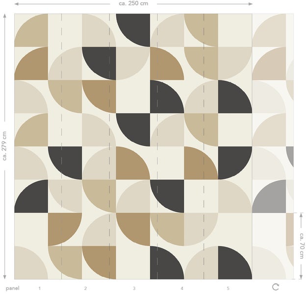 ESTAhome Fototapete geometrische Formen Beige und Schwarz - 2.5 x 2.79 m - 159385