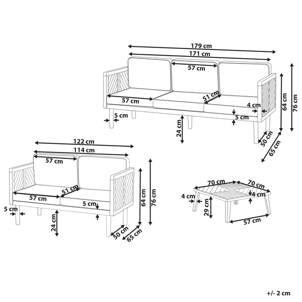 Lounge Set mit Tisch 5-Sitzer BARATTI Akazienholz Braun