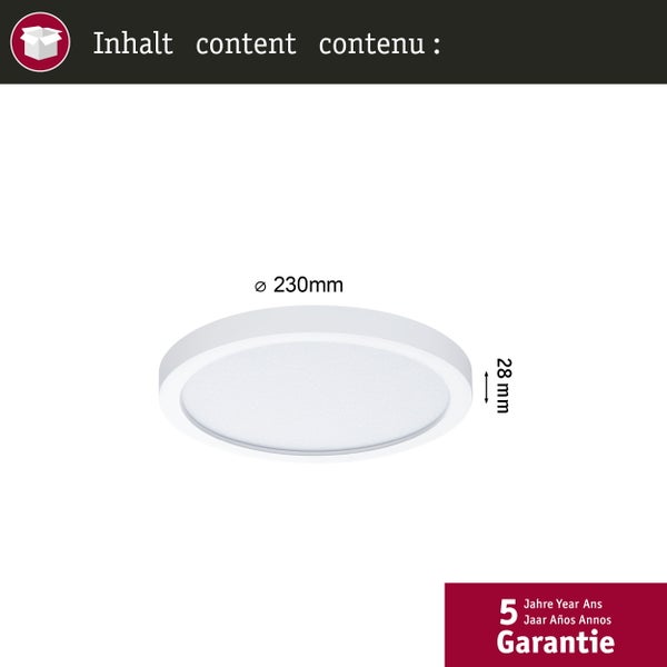 LED Panel Alya rund 230mm 17W 1700lm 3000 - 6500K Weiß