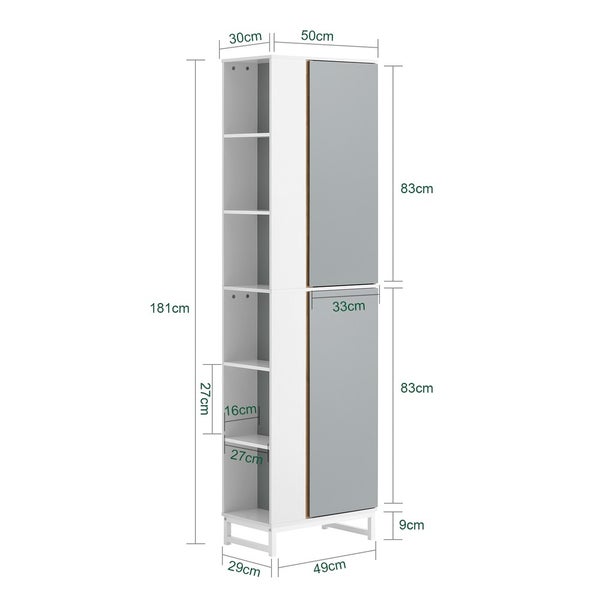 Abbildung eines Regals mit den Maßangaben.
