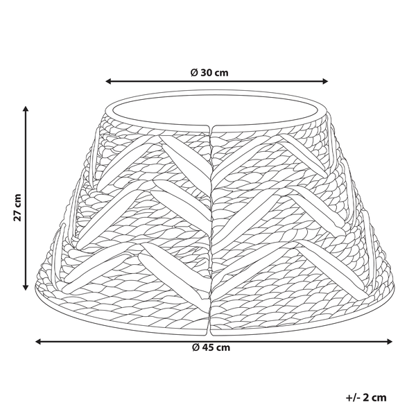 Technische Zeichnung eines Lampenschirms mit den Maßen 30 cm Durchmesser oben, 45 cm Durchmesser unten und 27 cm Höhe