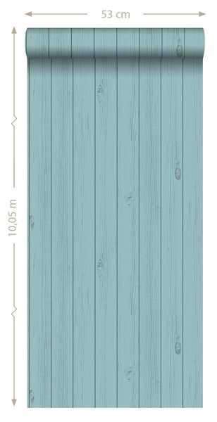 ESTAhome Tapete Holz-Optik Meeresgrün - 53 cm x 10.05 m - 128855