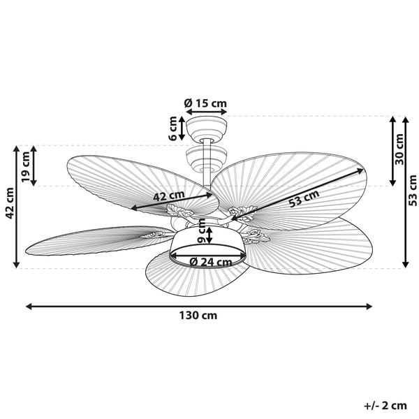 Deckenventilator mit Licht BORMEJO mit Fernbedienung Gold