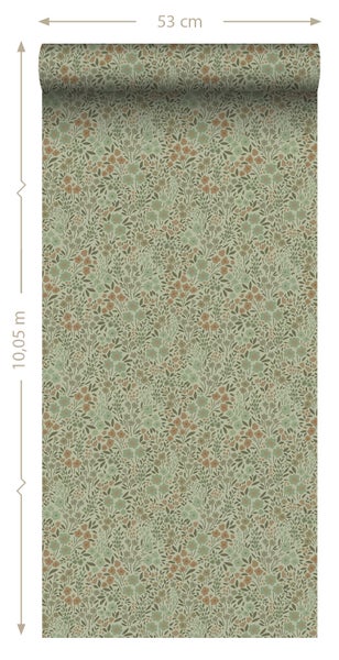 ESTAhome Tapete Blumen Graugrün - 53 cm x 10.05 m - 139699