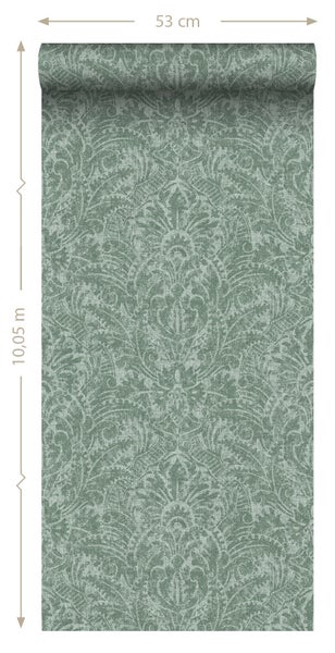 ESTAhome Tapete Ornamente Blaugrün - 50 x 900 cm - 131614