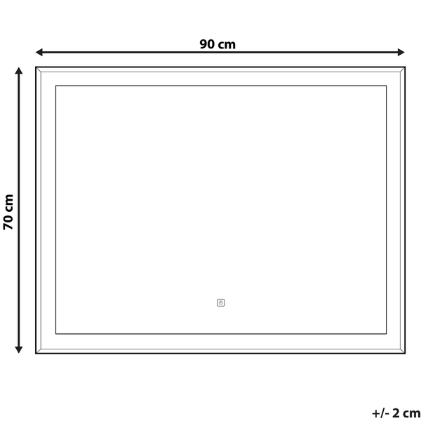 LED-Badezimmer-Spiegel ARGENS 90 cm 70 cm Silber