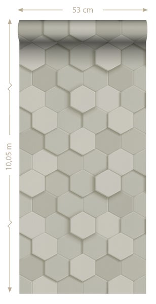 Origin Wallcoverings Tapete 3D Wabenmuster Hellgrau - 53 cm x 10.05 m - 347850