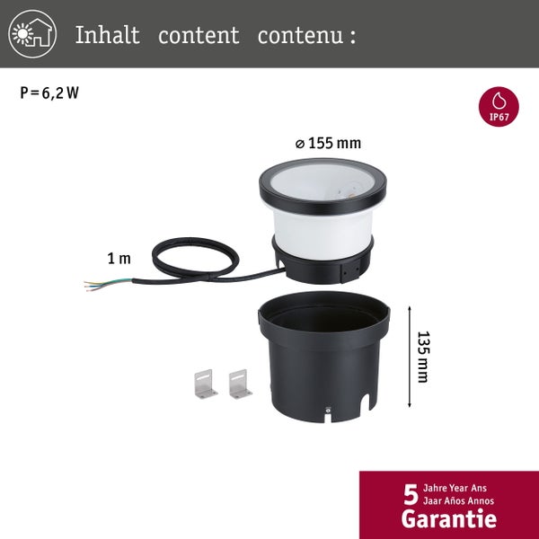 LED Wandfluter Ocos IP67 177mm 3000K 6,2W 190lm 230V 75° Anthrazit Metall