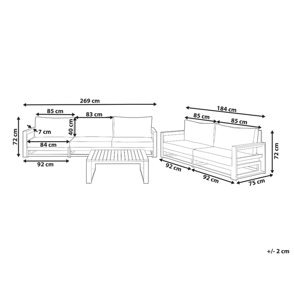 Lounge Set mit Tisch 5-Sitzer TIMOR modular zertifiziertes Akazienholz Hellbraun