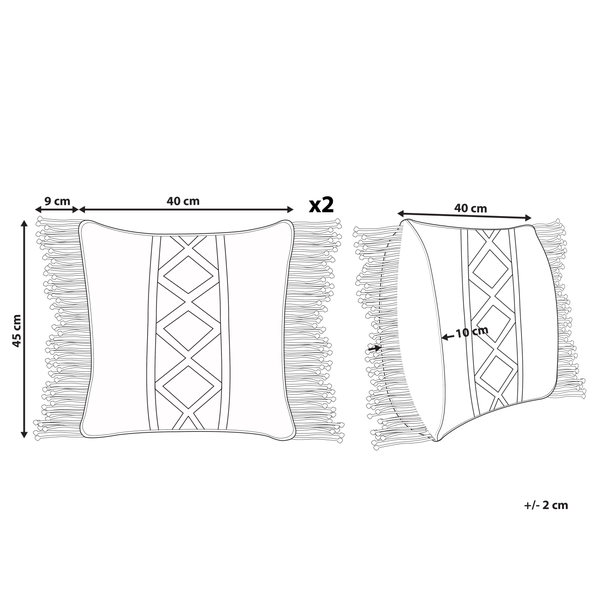 Dekokissen 2er Set YORTAN Baumwolle 45 x 45 cm Hellbeige Geometrisches Muster