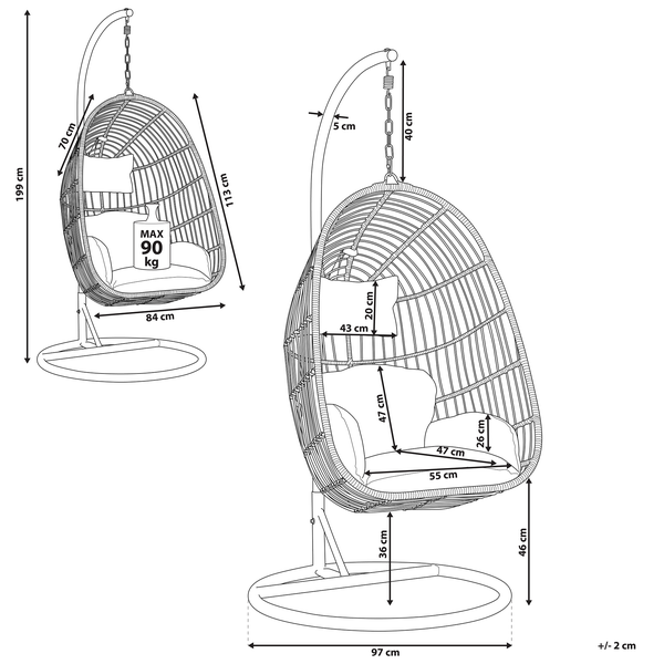 Hängesessel mit Gestell CASOLI Polyrattan Naturfarben